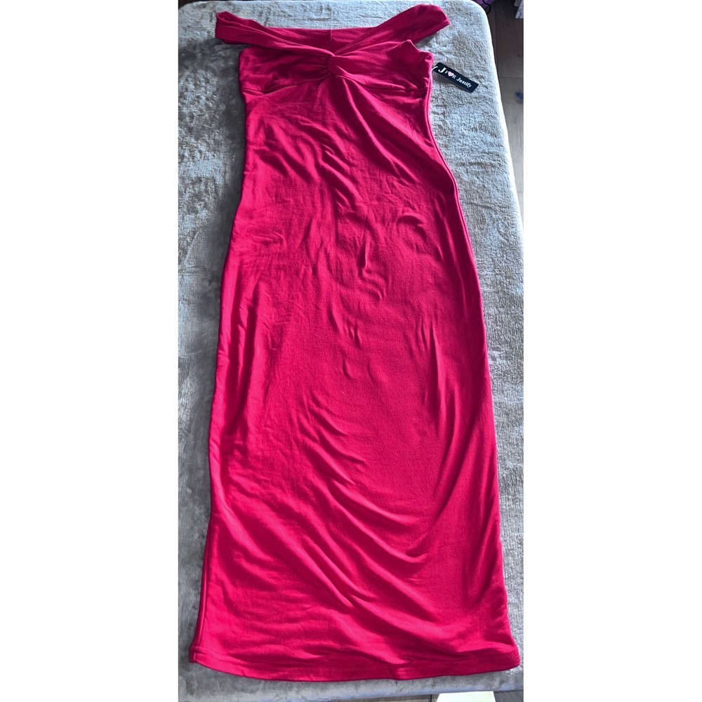 Justify Red Off The Shoulder Twist Front Bodycon Maxi Dress Womens Medium‎ NWT